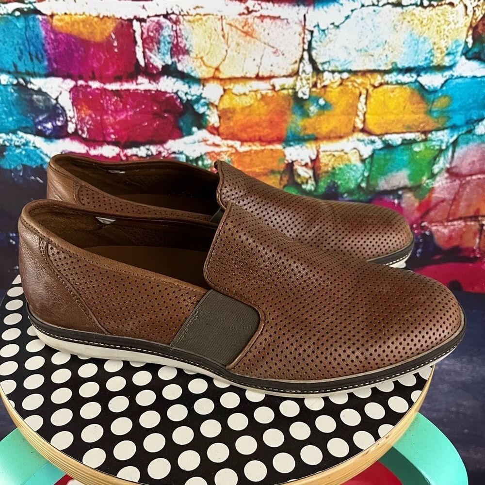 Lloyd Germany Brown Perforated Leather Slip On Loafer Size 9.5